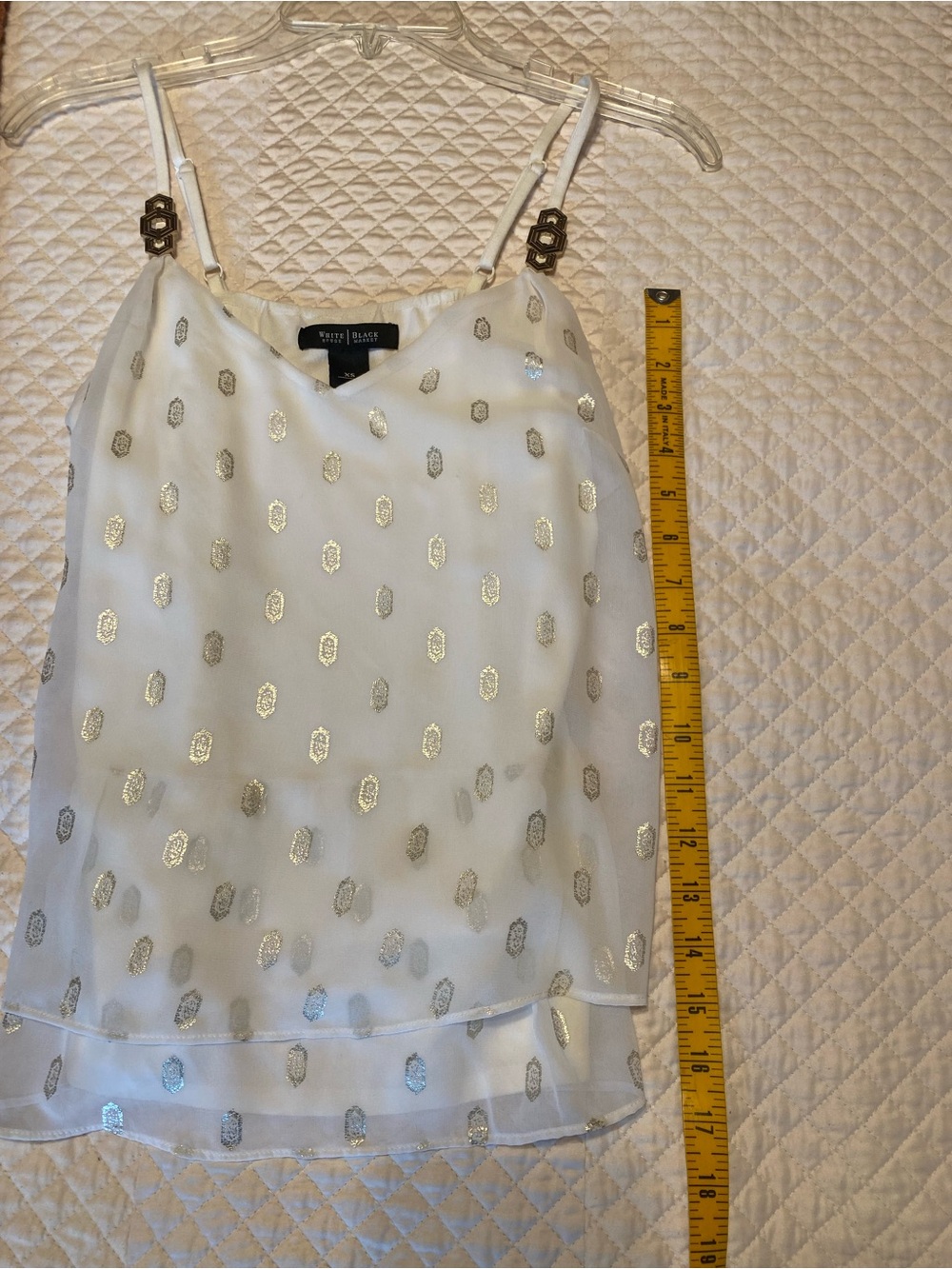 White House Black Market White Camisole with Gold Dot Accents - Picture 4 of 4